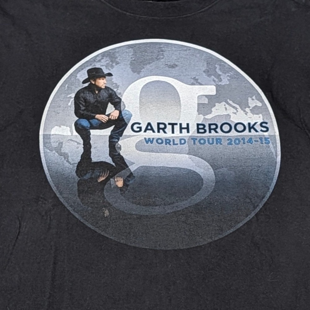 Garth Brooks World Tour 2014-15 Black Graphic T-Shirt Hanes Beefy-T Large